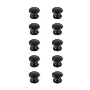 212 MAIN Kaid Mushroom Doorknob Multipack, 10-Pack Modern Matte Black Elegant Decor Door Hardware, 1.2 in. Dia.