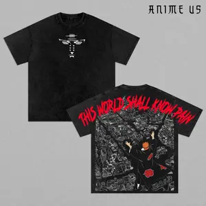 Pain Anime Shirt This World Shall Know Pain Akatsuki Vintage Washed Oversized Tee Narut0 Inspired Streetwear