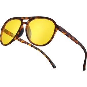 Night Vision Glasses for Men Women Anti Glare Night Driving Glasses Polarized Yellow Lens