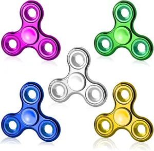 Fidget Toys Adults 5 Pack,Electroplated Metal Fidget Spinner Stress Reducer,High Speed 3-5 Min Quite Spins,Fidgets for Adults & Teens & Kids Age 6+