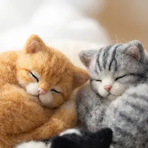 1Set Animal Needle Felting Kit, Felting kits for Beginners adult with Step-by-Step Tutorials, Sheep/Cat/Dog DIY Felting Kit, Diy Handmade Craft, Cute Funny Home Decorative Ornaments, Birthday Valentine's Day and Christmas Gifts