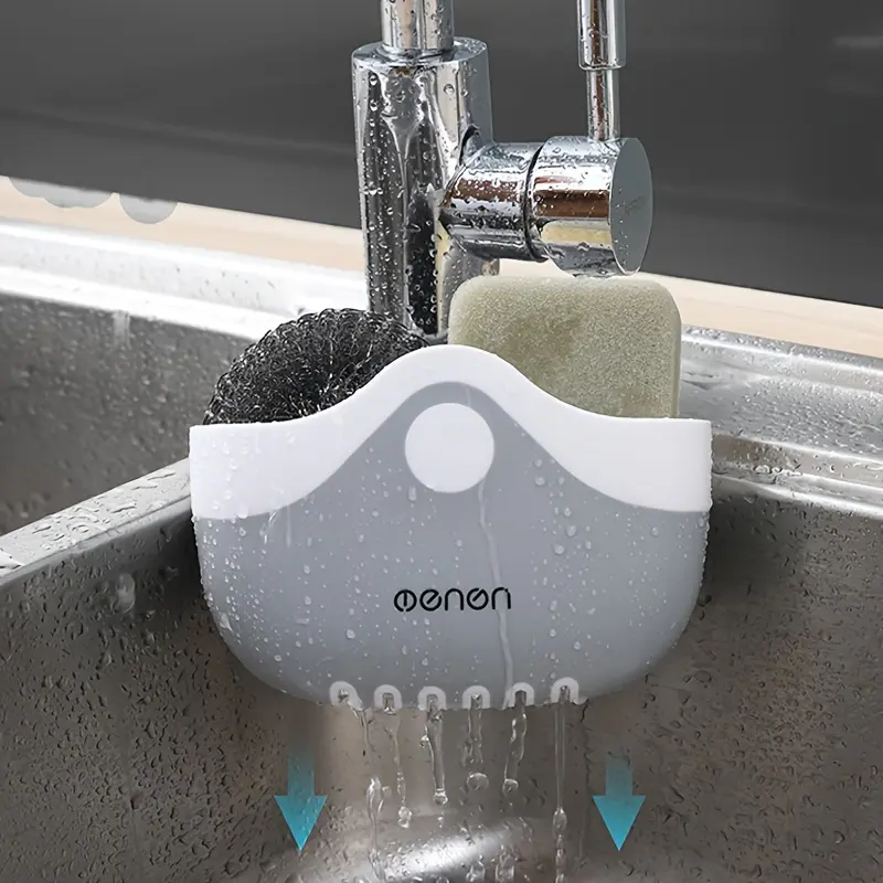 1pc Modern Plastic Sink Caddy Sponge Holder, Dishcloth Holder - Kitchen Sink Organizer Basket with Drainage for Sponges, Scrubbers, and Cleaning Tools - Easy Installation Sink Storage Accessory Kitchen Sink Accessories