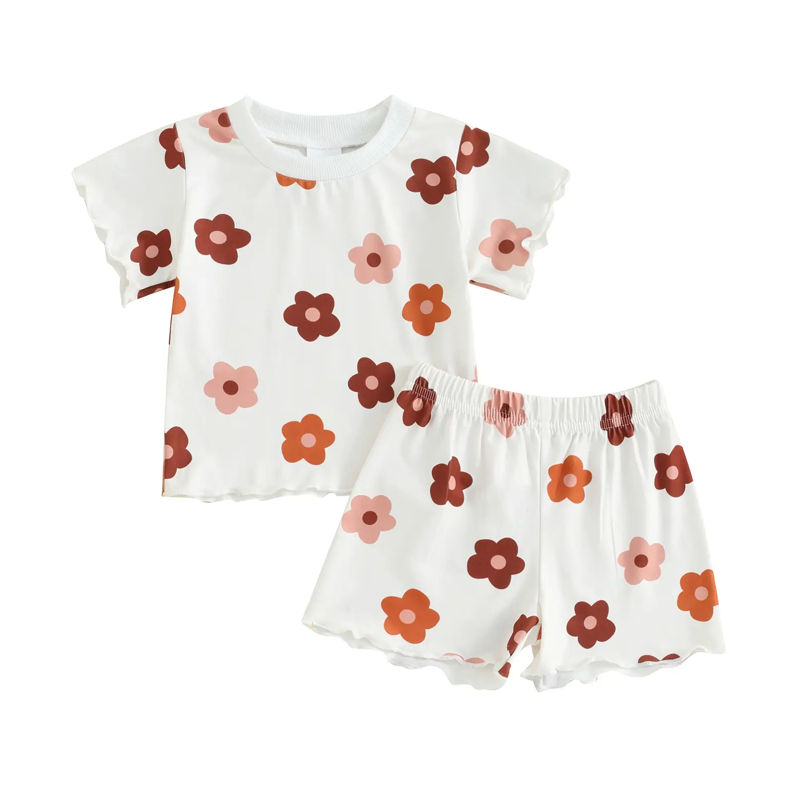 Canrulo Toddler Baby Girl Summer Clothes Floral Print Short Sleeve T-shirt Tops and Shorts Outfit Casual 2Pcs Clothing Set