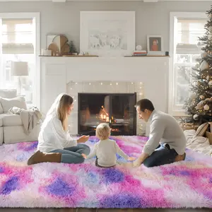 [Summer wins] MUGORN Tie-Dye Plush Rug, suitable for bedroom and living room, comfortable and warm indoor floor carpet, carpet decoration, suitable for baby, child, girl, boy rooms, dorm home decor aesthetics, upgraded anti-slip,soft decor,summerwins