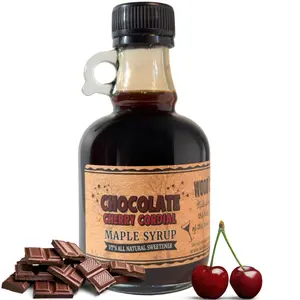 Wood’s Chocolate Cherry Cordial Infused Maple Syrup – Decadent Vermont Maple Syrup with Dark Cocoa & Succulent Cherries | Small-Batch, All-Natural, Vegan-Friendly Syrup for Breakfast, Desserts & Cocktails | 8.45 Fl Oz