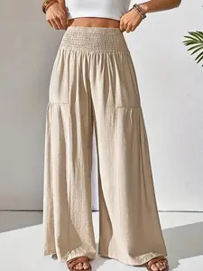 Womens casual pants, waist pleated loose pants, Bohemian style pants, summer beach vacation outfits