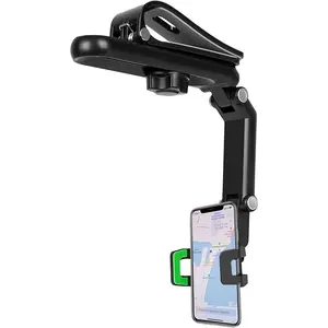 Car sun visor phone stand - 360° rotatable and retractable design, a multi-functional phone stand that can be used as a rearview mirror
