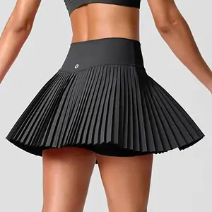 Double Layered Pleat Tennis Skirts For Women Summer High Waisted Skirt With Pockets
