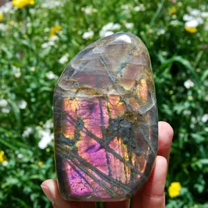 1.3lb AAA Gem Purple Pink Sunset Labradorite Crystal, Large Freeform Tower Spectrolite