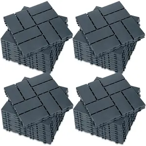 44 Pack Interlocking Deck Tiles 12"x12"x0.8" Plastic  Floor Tiles, Outdoor Interlocking Flooring Panels for Patio Garden Poolside Balcony Porch(Dark Grey)