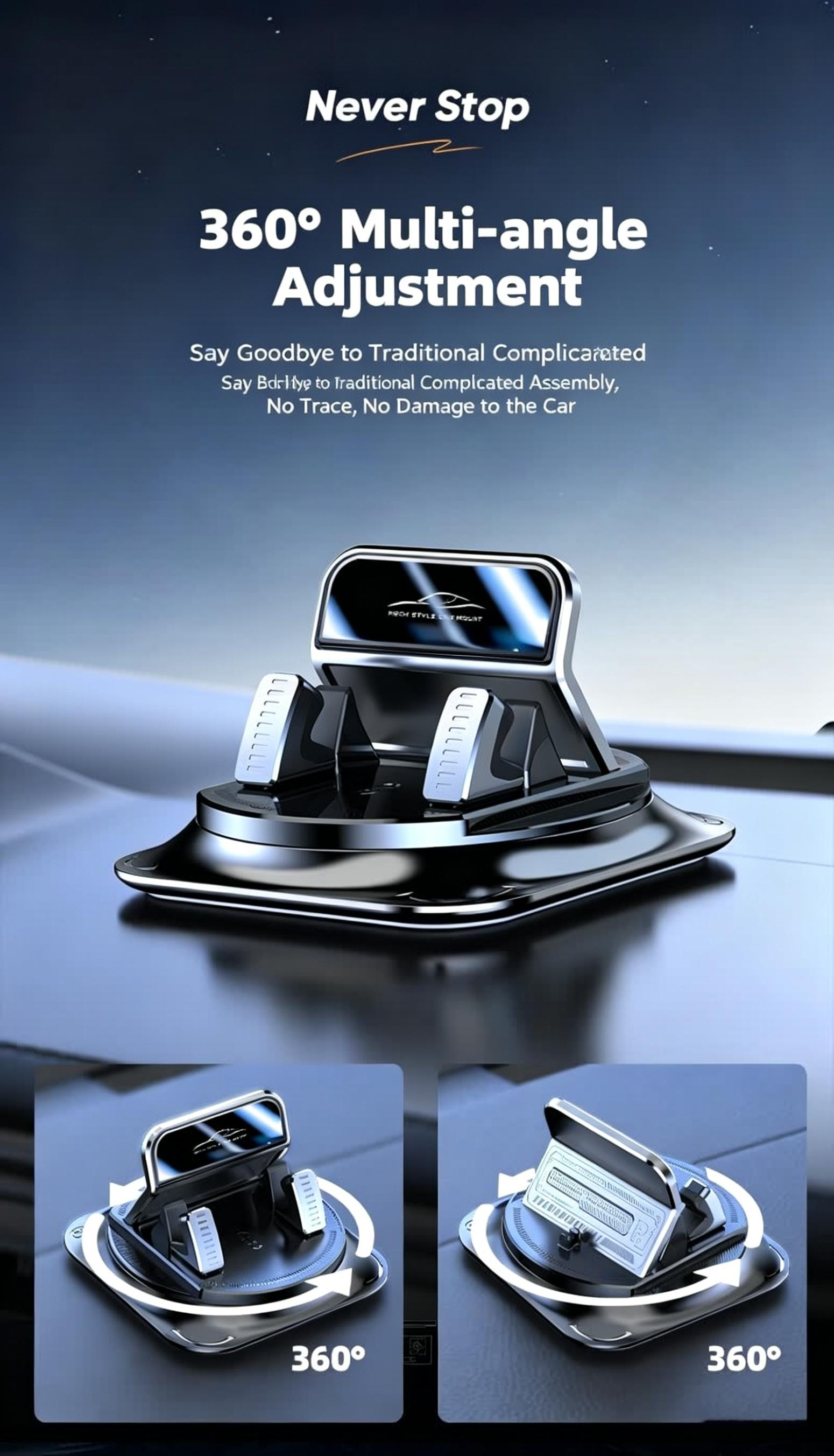 Car phone holder 360 degree rotation, suitablefor car navigation in-car dashboard, horizontaland vertica screen adjustment angle,suctioncup fixed non-slip mobile phone holdersuitable for iPhone and Android