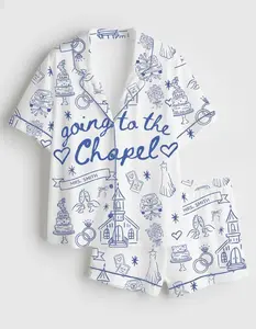 Going To The Chapel Satin Short Pajama Set, Gonna Get Married Coquette Wedding Bride Short Pajamas, Matching Family Sleepwear Set, Pajama Set For Men Women Kids