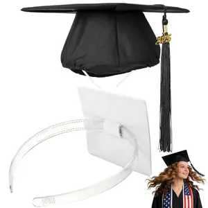 Graduation Cap Headband Insert- Clear White 1 Pack Firm Anti-fall Hair Band,Graduation Hat Headband Holder for Secure Grad Cap And Hairstyle,Hat Accessories for Graduates,Students,Girls