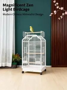 46 & 59 Inch Rooftop Metal Bird Cage for Small Birds Quaker Cockatiels Sun Conures Finches Green Cheeked Conures Budgies Lovebirds Indoor Outdoor Use