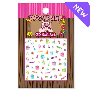 Piggy Paint Birthday Bash 3D Nail Art Stickers for Kids - Fun Party Designs with Adorable Stickers for Creative Nail Art