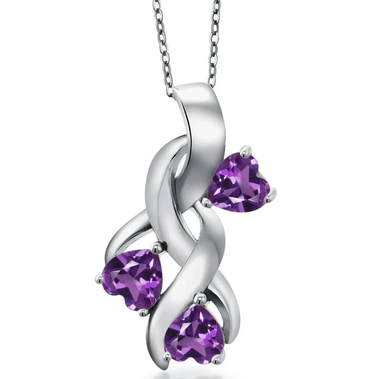 3-Stones Engraved Customized and Personalized Heart Shape Mothers Name Pendant Necklace For Women | 925 Sterling Silver | 5MM Heart Gemstone Birthstone | With 18 Inch Chain