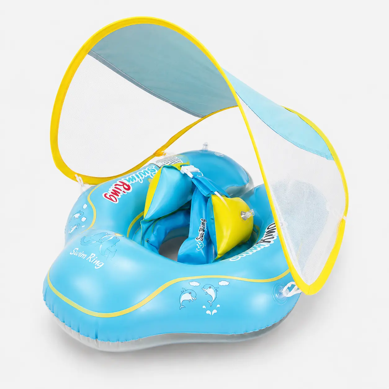 Inflatable Baby Swimming Floater with Sunshade Canopy - Kiddie Pool Floaters for Summer Beach Trips, Fun for All Water Activities