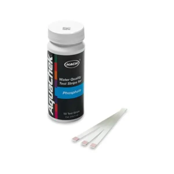 Hach AC2757150E High Range Phosphate Strips - 0-50 PPM, 50 Strips/Bottle, Pool Maintenance Tool for Above-Ground Pool & Hot Tub Chemicals, Determine Phosphate Level, Above-Ground Chemicals & Water Testing Products, 50 Strips Per Bottle, Aquachek Ac2757150