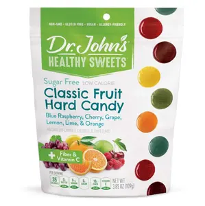 Dr. John’s Sugar Free Candy, Healthy Hard Candy with Zero Sugar, Low Calorie Snacks, Keto Friendly, Vegan, Gluten Free, Classic Fruit Flavors, 24 Count, 3.85 OZ