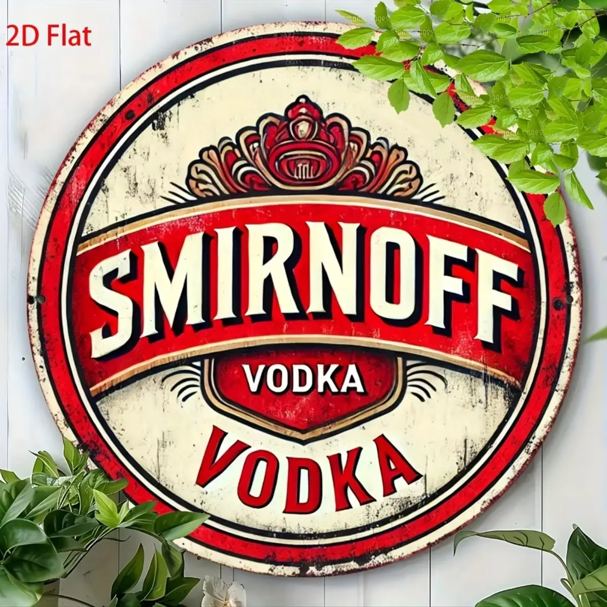 Vintage Vodka Aluminum Metal Tin Sign, Round 2D Wall Art for Bar Kitchen Office Room, Decorative Metal Tin Sign for Home Decoration