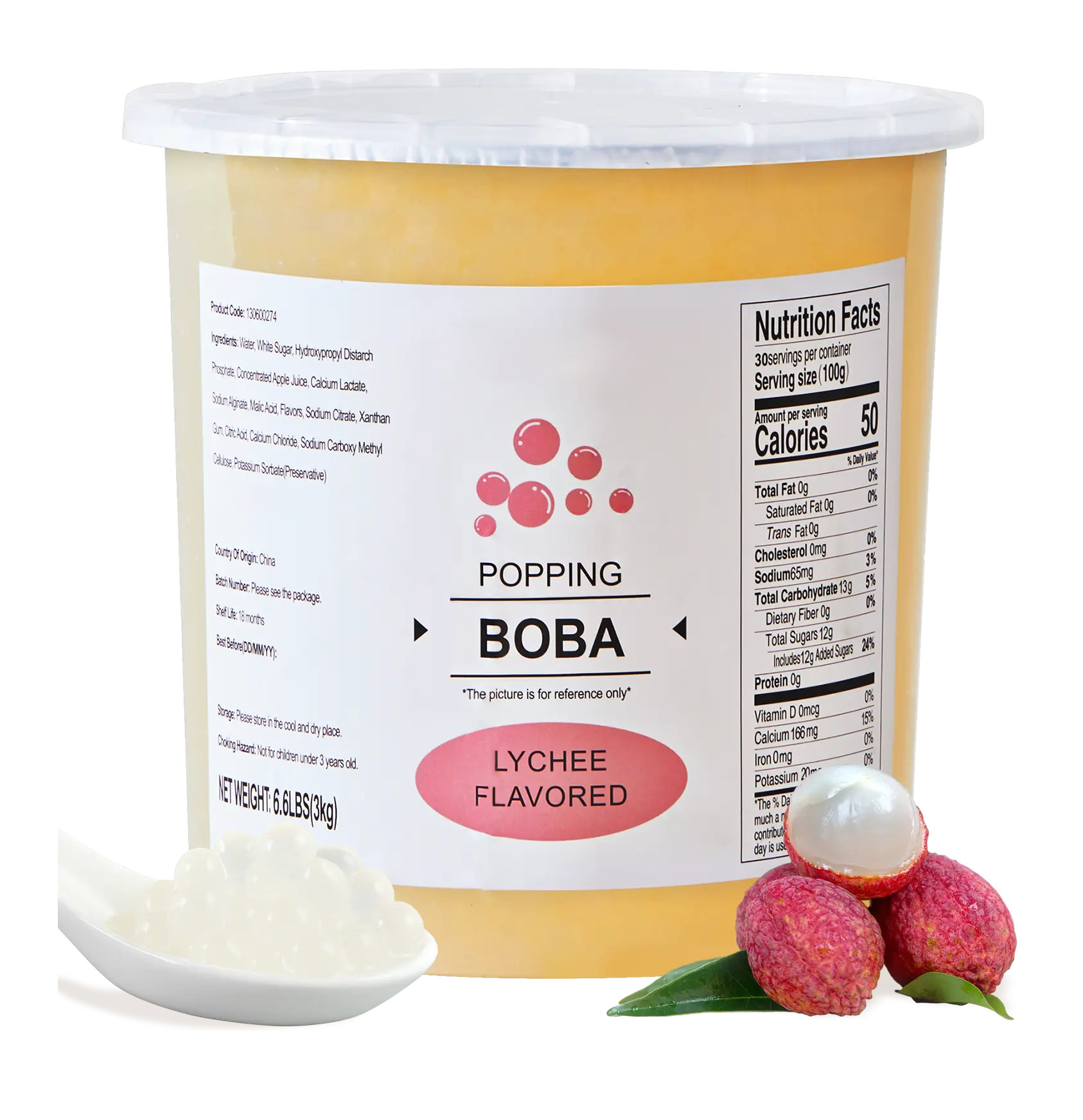 SOEOS Lychee Popping Boba Pearls 6.6 lbs 3000g Bursting Boba Pearls for Bubble Tea Beverages Shakes Desserts Smoothie & Ice Cream Topping Ready-to-Eat Soeos Brand