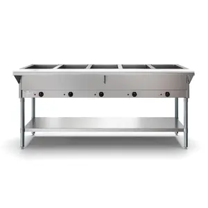 Five Pan Open Well Electric Steam Table with Undershelf, 240V, KM-OWS-5.