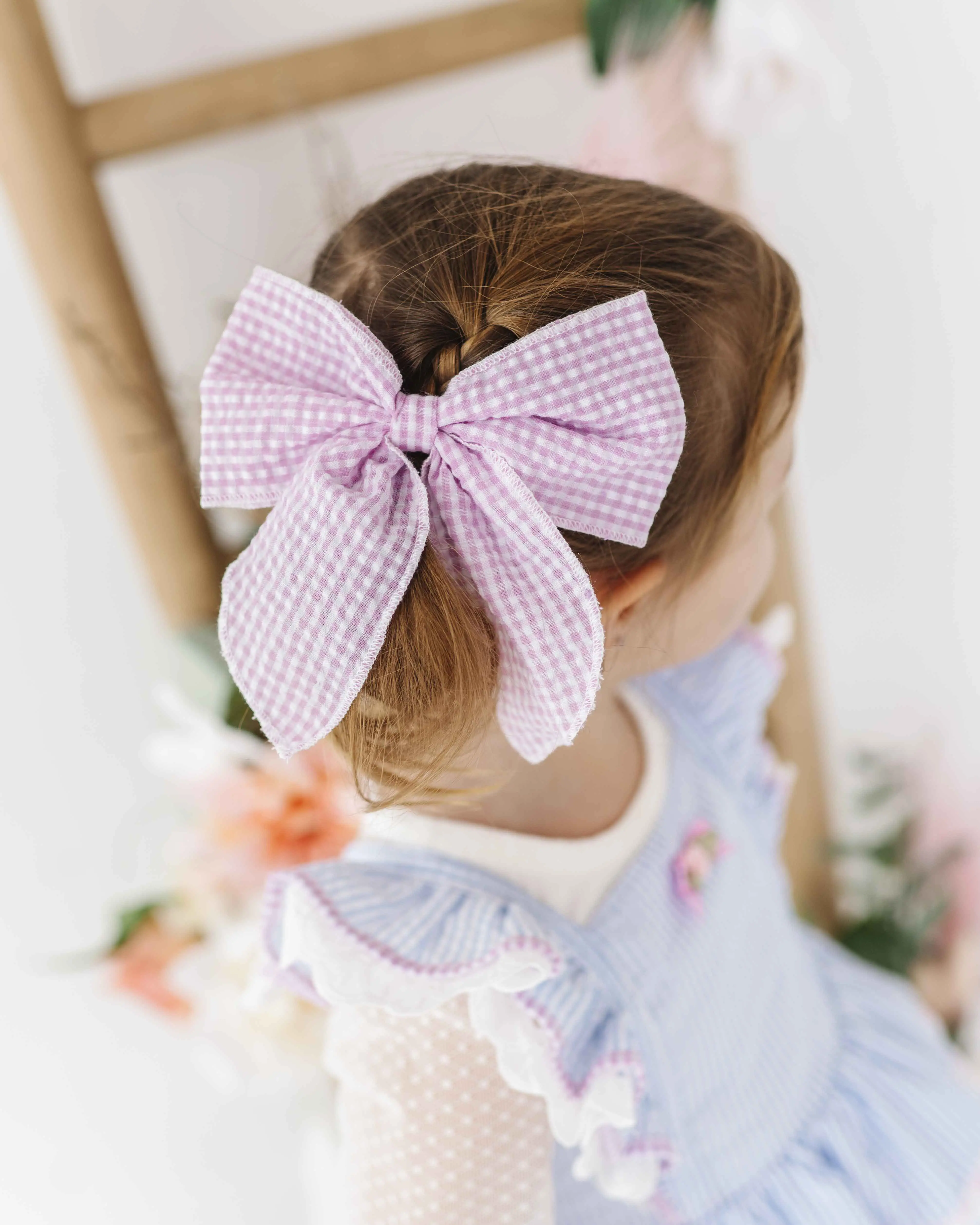Pink Gingham Alligator Clip