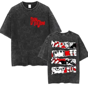 valentine shirts Anime Dandadan Okarun Dan Da Dan Graphic Vintage Washed T Shirts Men Women Clothing Fashion T-shirt 2lus Size Cotton Casual tees