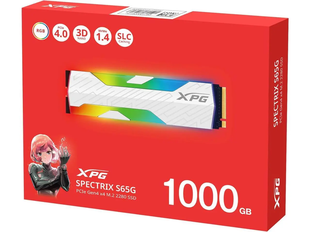 XPG SPECTRIX S65G 1TB Gen4 NVMe SSD with RGB Heatsink Up to 6,000 MB/s, PCIe 4 x4 M.2 2280 SSD, Solid State Drive, Work with PS5 SSPECTRIXS65G-1000G-CI XPG SPECTRIX S65G 1TB Gen4 NVMe SSD with RGB Heatsink Up to 6,000 MB/s, PCIe 4 x4 M.2 2280 SSD, Solid State Drive, Work with PS5 SSPECTRIXS65G-1000G-CI