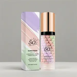 3 In 1 Primer for Face Before Makeup, Sunscreen Isolation Cream, SPF 50, One Step Color Corrector Face Primer, Blurs Imperfections Oil Control & Moisturizing Skin Tone Correcting, Radiance Skin Purple Moisturizer Cosmetic Moisture Hydrate Hydrating