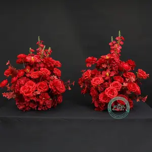 Artificial Silk Flower Ball Centerpiece Set of 2 - 17.7″x17.7″ for Wedding Table Decoration