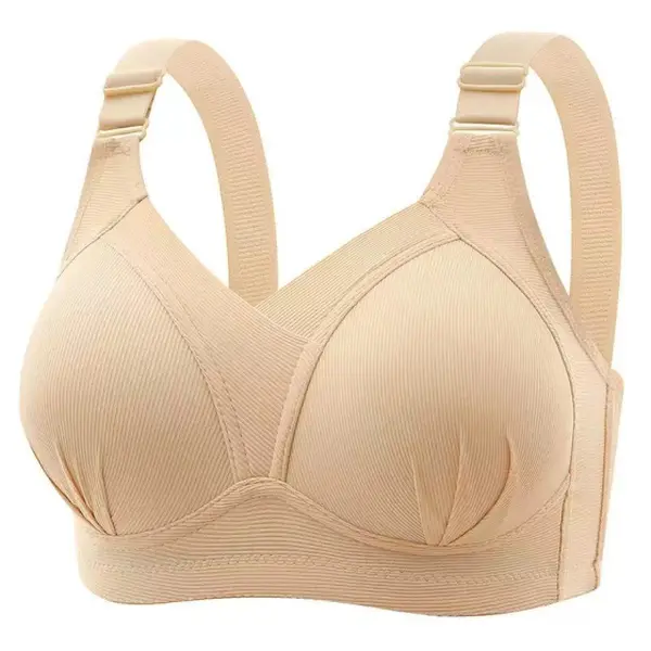 Women's V-Neck Wireless Bra, Seamless Everyday Push Up Spandex Bralette with Feminine Crossover Mesh and Supportive Wide Strap, Aesthetic, Elegance, Comfortable, Nylon, T-Shirt, Fit, Lingerie, Fabrics, Lounge