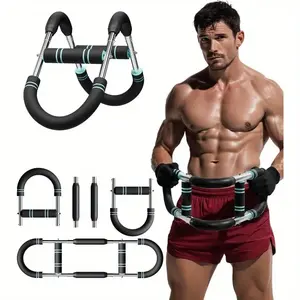 Adjustable Arm & Chest Muscle Trainer for Men - Detachable Stainless Steel Resistance Band System with Blue Ergonomic Grips, Adjustable Strength Levels for Beginners & Enthusiasts, Home Gym & Strength Training Accessories