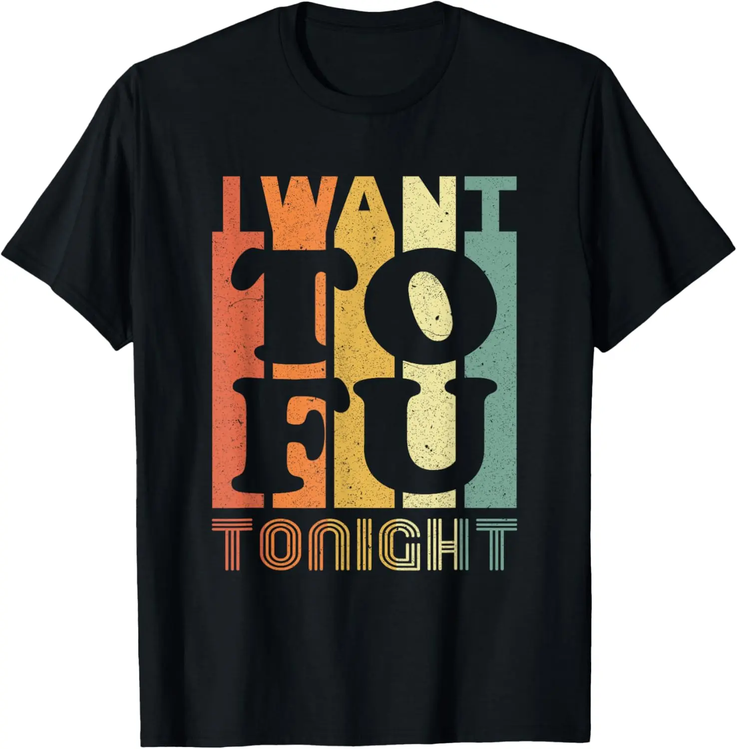 Women's Retro Funny "I Want Tofu Tonight" Graphic Print Cotton T-Shirt - Soft, Breathable Short-Sleeve Casual Top for Sensitive Skin Vegans, Workouts (Do Not Bleach)