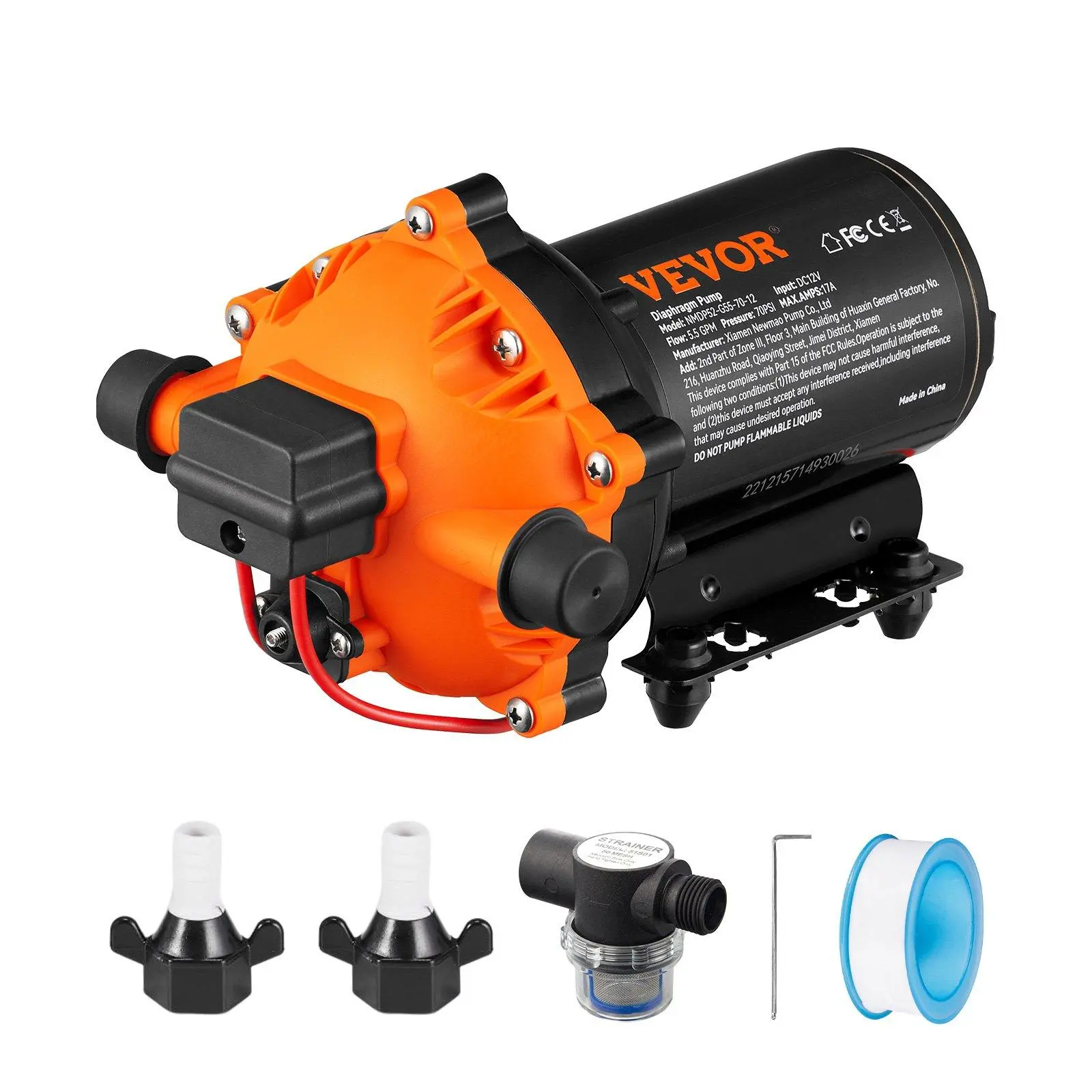 【fathersdaygift】VEVOR 12V Self-Priming Diaphragm Liquid Pump70 PSI5.5 GPMfor BoatsRVs
