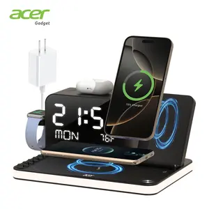 7-in-1 Wireless Charging Station with Clock & Night Light for iPhone, Android, Apple Watch & AirPods 7-in-1 Wireless Charging Station with Clock & Night Light for iPhone, Android, Apple Watch & AirPods
