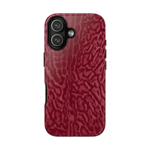 Burgundy Leopard Print Tough Phone Case, Stylish Protective Cover Hard Case Tough 2-piece Phone Case ForiPhone X 11 12 13 14 15 16 17 & Samsng Galaxy S26 S25 Ultra S24 Plus S23 FE.MFL90