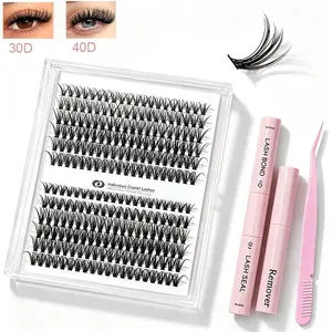 30/40 Cluster DIY Lash Extension Kit – Wispy Natural Individual Lashes with Glue & Tweezers, Soft Lightweight Lash Clusters, Long-Lasting Hold for Salon Look at Home #SummerVibes