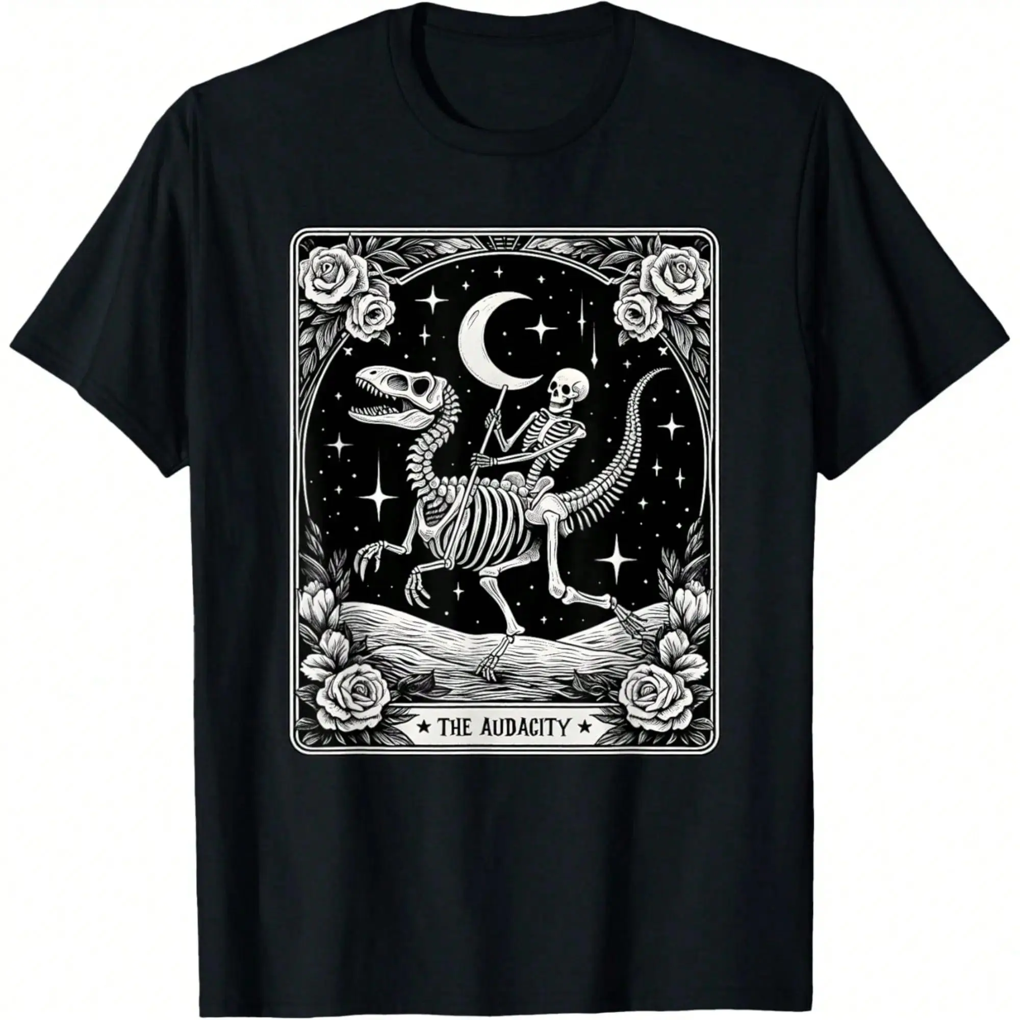 The Audacity Skeleton Riding Dinosaur  T-Shirt