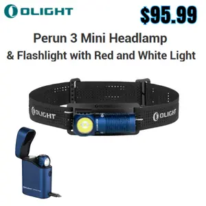 Olight Perun 3 Mini Headlamp & Flashlight with Red and White Light