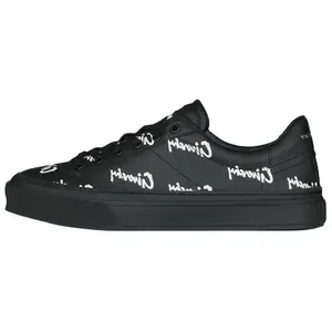 Men's Givenchy City Sport Closed Leather Low-Top Lace-Up Comfort Trainer - Black Trending Athletic Walking Shoes, House White Official Shoes with Maison Mihara Verification & Global Authentication Credentials