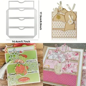 Layered Storage Card Holder Metal Cutting Die, Includes Layered Slots, Decorative Borders & Artistic Border, Fits Various Cutting Machines, Scrapbooking, DIY Handmade Tool, Diy Craft Tool