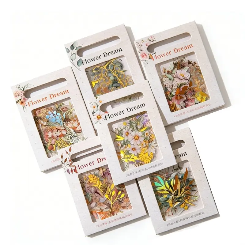 240 Botanical-Themed Retro Tent Material Hot Stamping Plant Stickers - Holographic Sewing Accessories & Haberdashery for Scrapbook, Art Journal, Computer, Envelopes