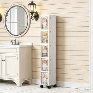 4 Tier Collapsible Storage Bins with Lids & Wheels Plastic Stackable Organizer Boxes for Home Office Dorm Efficient Storage and Organization