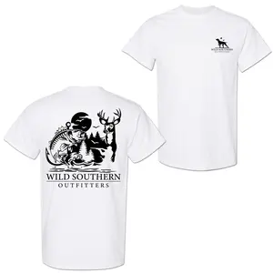 Wild Southern Outfitters - Hunter, Deer and Bass T-shirt, 2-sided Graphic Tee, Outdoor Casual Wear for for Men and Women