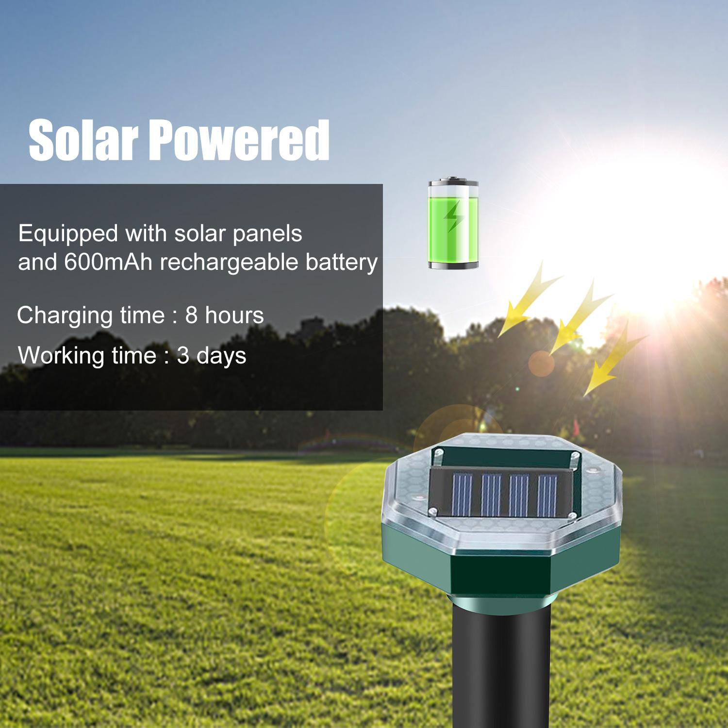 Pack of 2 Solar Mole Repellent Sonic Gopher Repellent Vole Chaser Mole Deterrent Sonic Spikes Repellent Ultrasonic Pest Control Outdoor Keep Moles Out of Yard Lawn