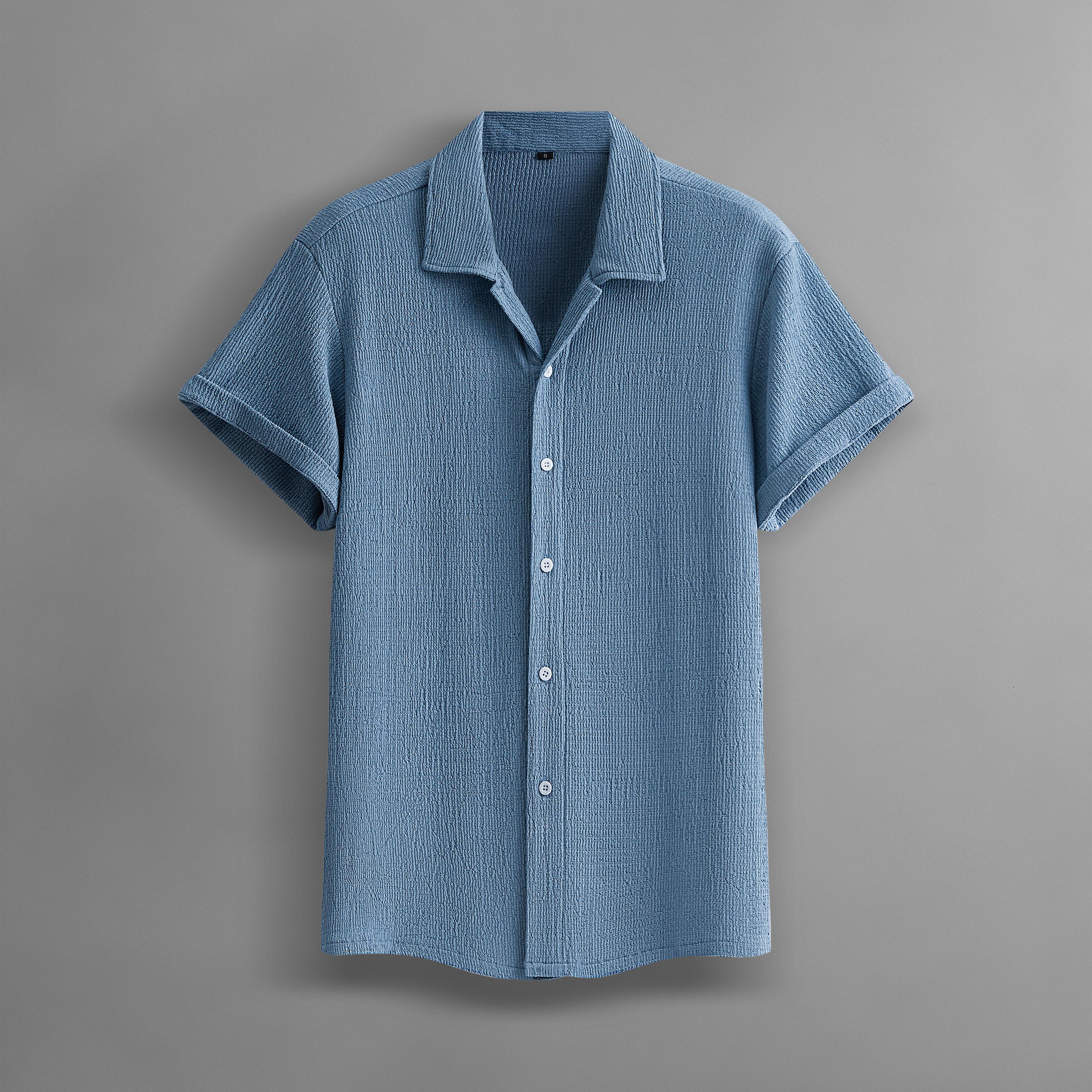 Men’s Summer Lightweight Breathable Solid Color Short-Sleeve Dress Shirts with Turn-Down Collar for Commuting, 4-Pack