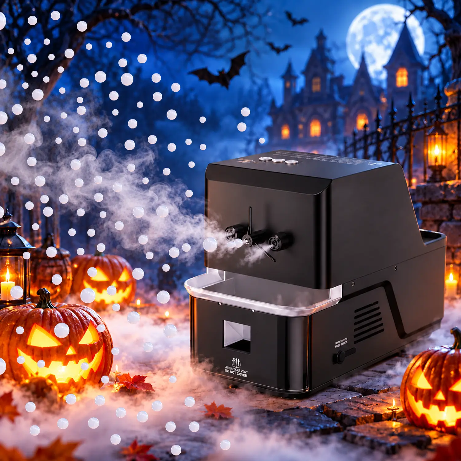 Vellrive 3-in-1 Automatic Bubble Maker - Plug & Play Party Machine, Remote Control, Fog & Snow-Like Effects, Solution Compatible, Lightweight Portable, 3-in-1 Function, All Ages & Beginners Indoor/Outdoor Party Supply