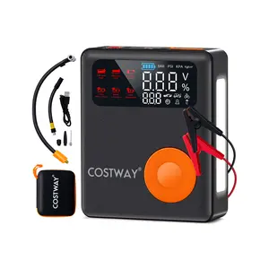 COSTWAY - Jump Starter with Air Compressor 2000A 12V Car Battery with 150PSI Digital Tire Inflator