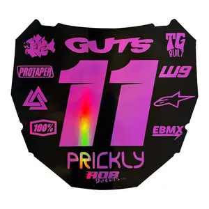 ODI Style Front Number Plate Decal — 11 Logo — Metalic Pink